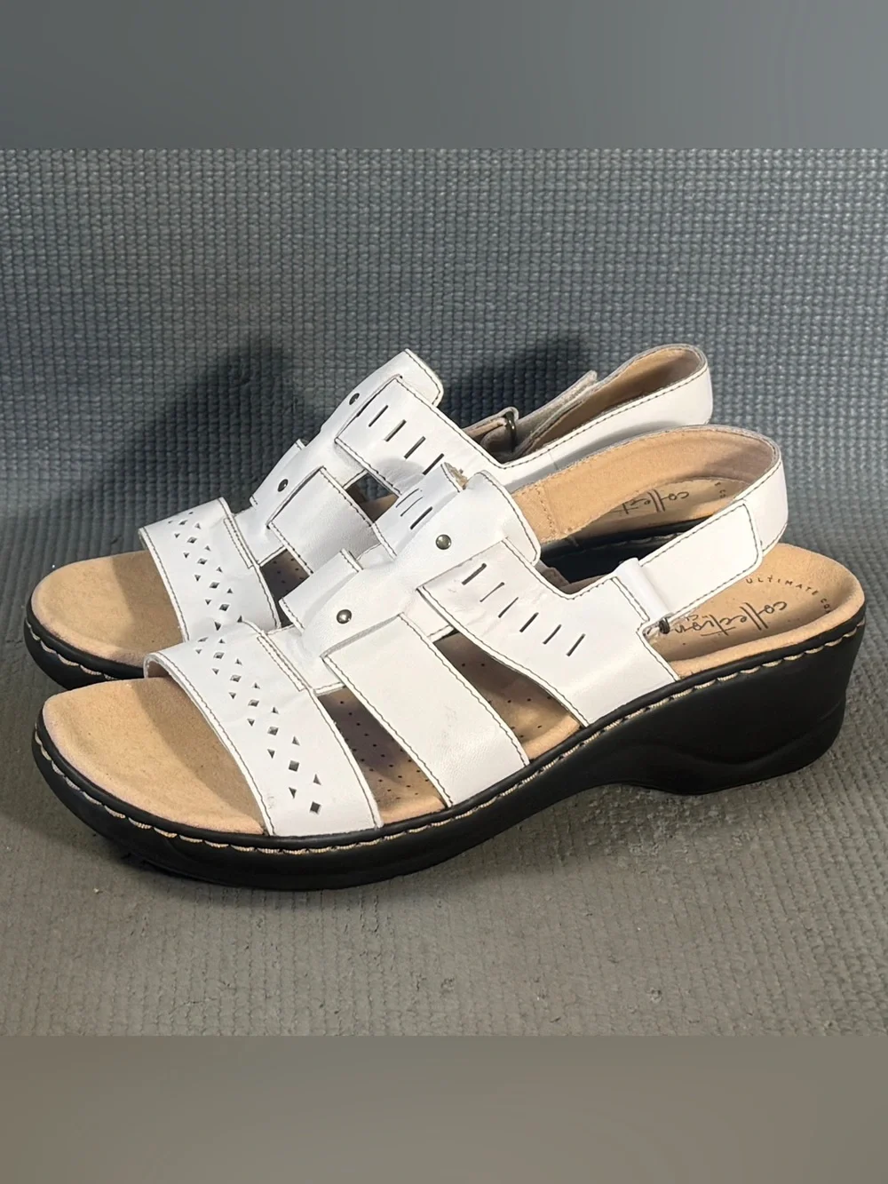 Clarks Collection Women’s Lexi Qwin Slingback Cut Out Leather Sandals Size 11 N